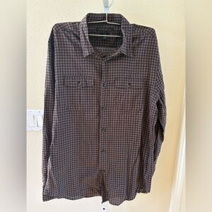 John Varvatos USA Luxe Checkered Cotton Button-down Shirt in Brown Black- Size M